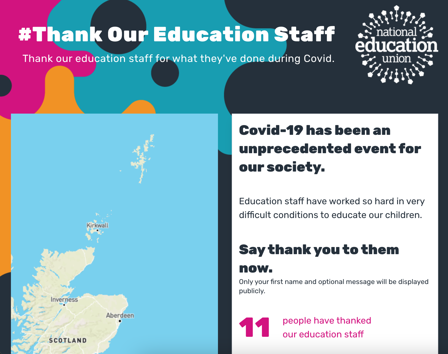 The NEU's Thank Our Education Staff campaign site